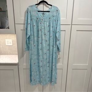 NWT Croft & Barrow Light Blue cardinal Print flannel Nightgown Sz 2X